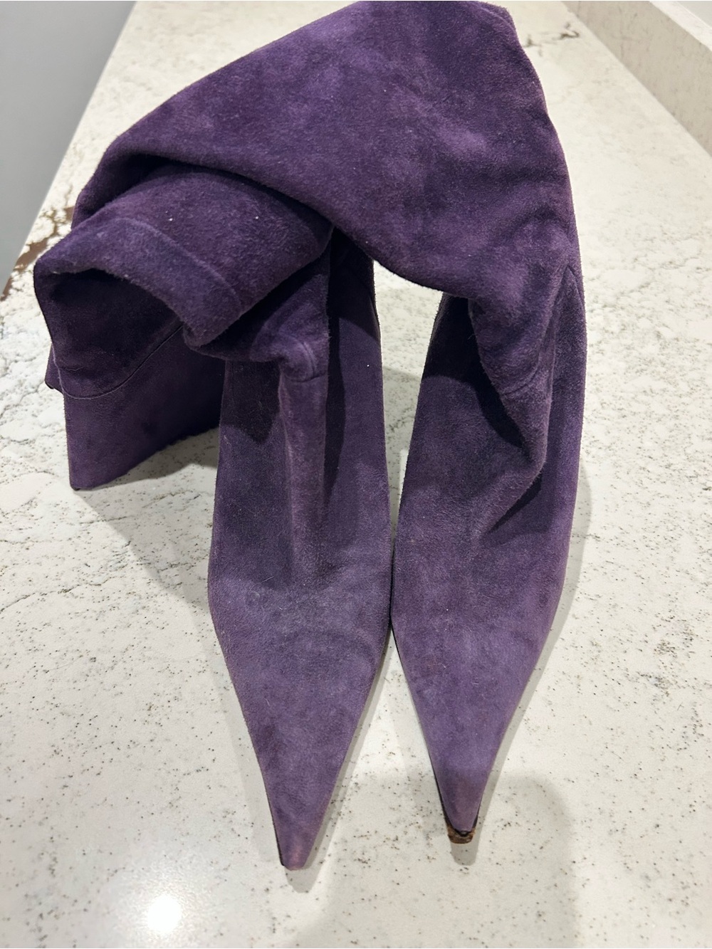 Pointed Toe Suede Boots in Deep Purple